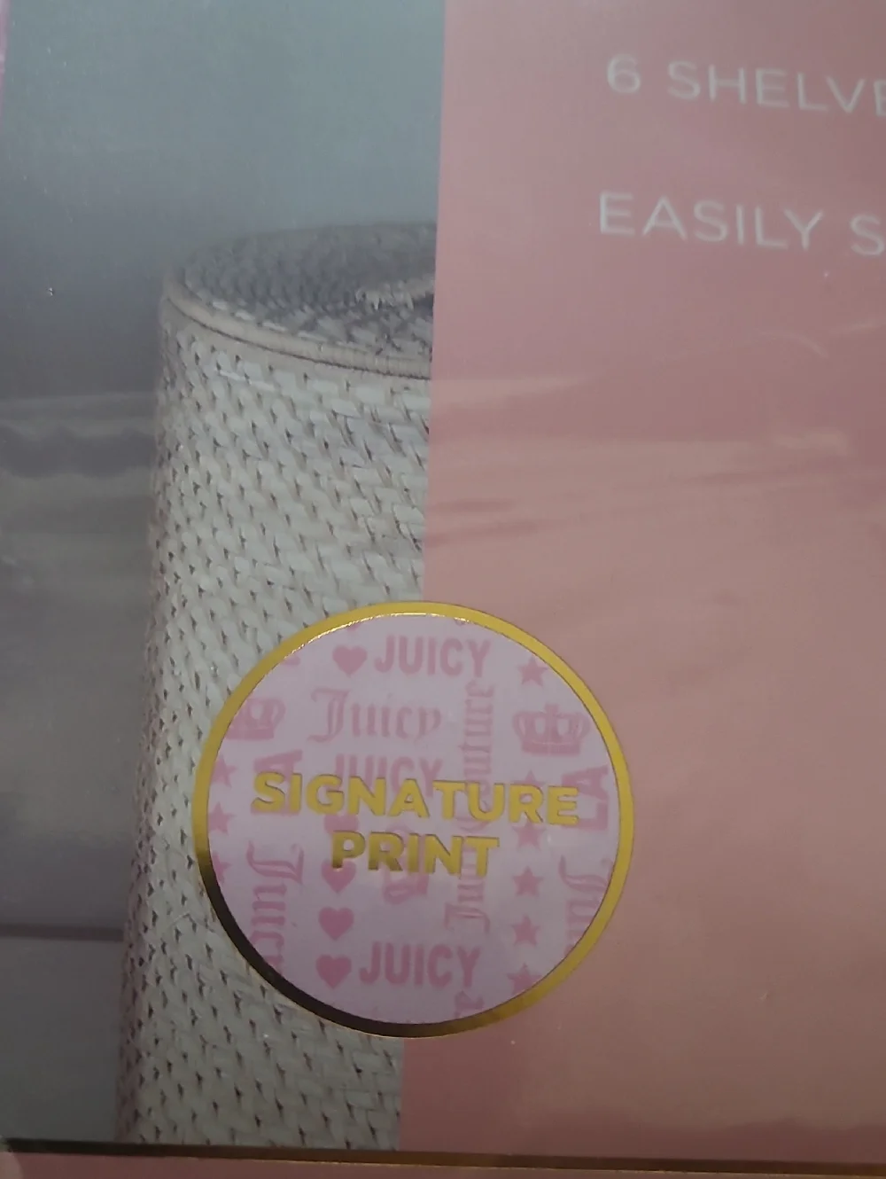 Juicy Couture Pink Hanging 6-Shelf Closet Organizer